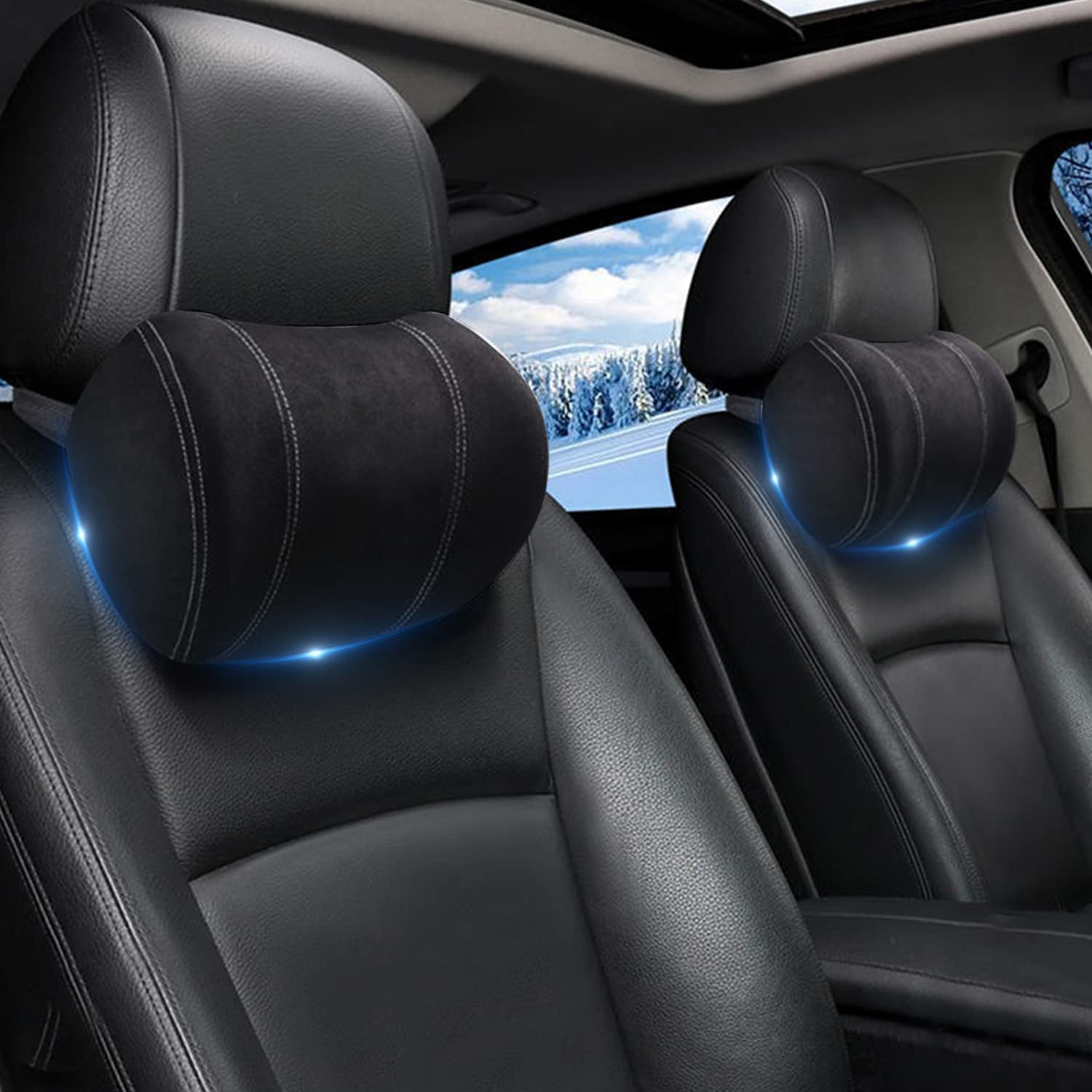 Car Headrest (2 PCS), Custom-Fit For Car, Update Version Premium Memory Foam Car Neck Pillow WAHY227
