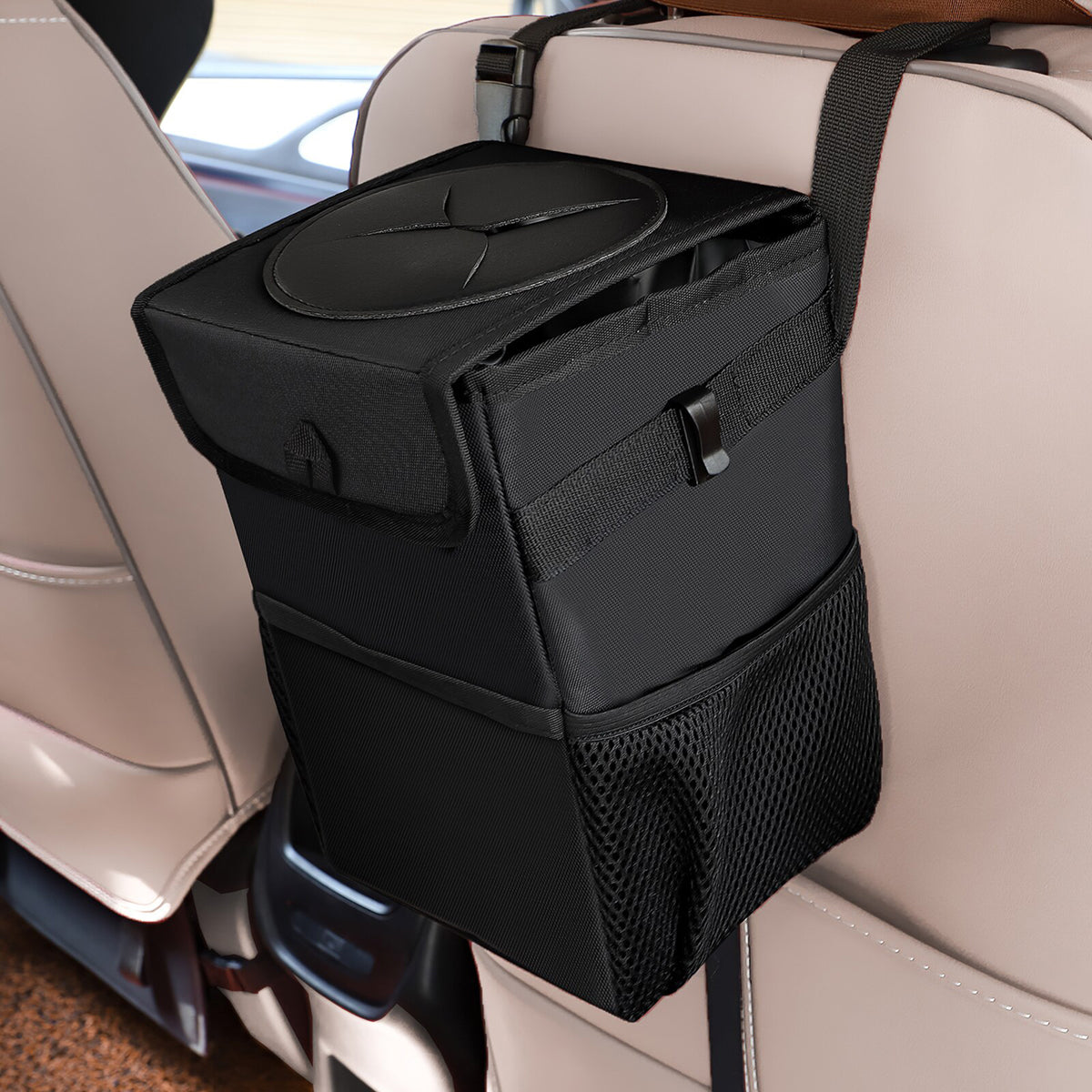 Waterproof Car Trash Can with Lid and Storage Pockets, Custom-Fit For Car, 100% Leak-Proof Car Organizer, Waterproof Car Garbage Can, Multipurpose Trash Bin for Car WAHY234