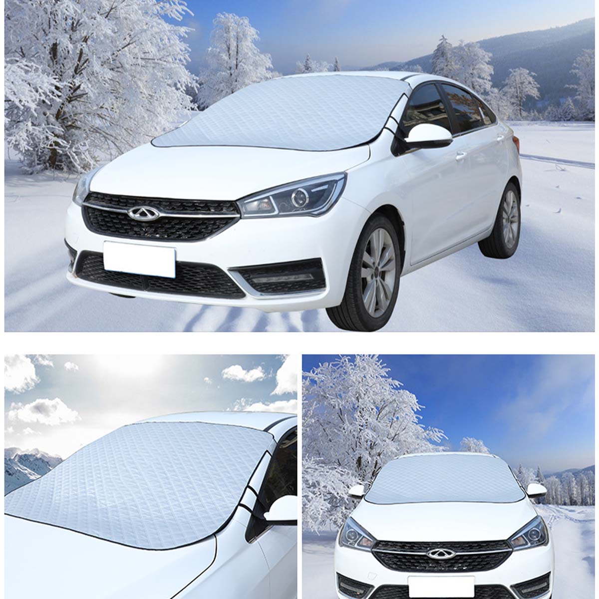 Windshield Cover for Ice and Snow, Custom fit for Car, Magnetic Windshield Cover, Water, Heat & Sag-Proof Car Windshield Snow Cover, Mirror Protector Windproof Sunshade Cover