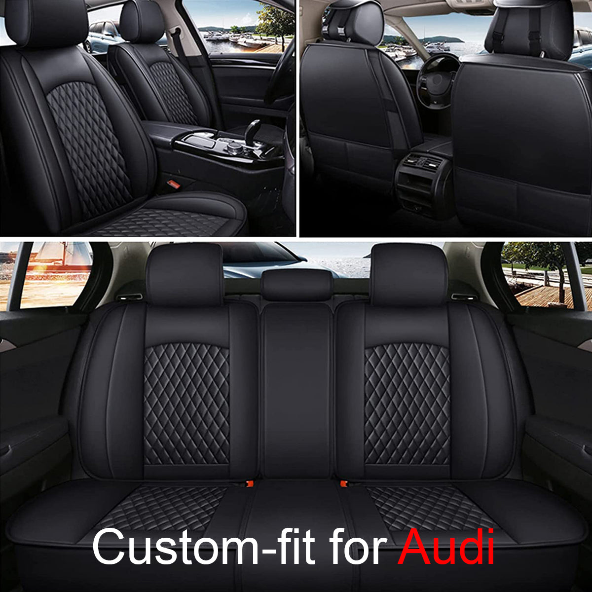 2 Car Seat Covers Full Set, Custom-Fit For Car, Waterproof Leather Front Rear Seat Automotive Protection Cushions, Car Accessories WARA211