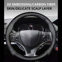 Thumbnail for Car Steering Wheel Cover, Custom Fit For Your Cars, Leather Nonslip 3D Carbon Fiber Texture Sport Style Wheel Cover for Women, Interior Modification for All Car Accessories MY18992