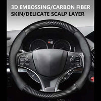 Thumbnail for Custom  Car Steering Wheel Cover, Custom Fit For Your Cars, Leather Nonslip 3D Carbon Fiber Texture Sport Style Wheel Cover for Women, Interior Modification for All Car Accessories KX18992