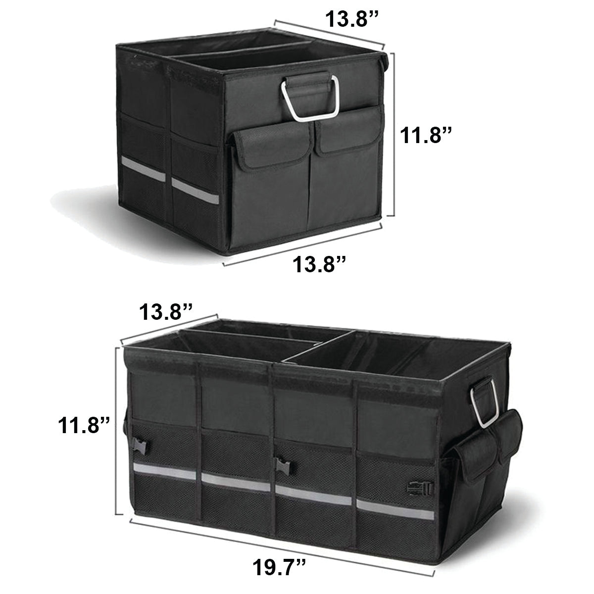 Big Trunk Organizer, Custom-Fit For Car, Cargo Organizer SUV Trunk Storage Waterproof Collapsible Durable Multi Compartments WaAR253