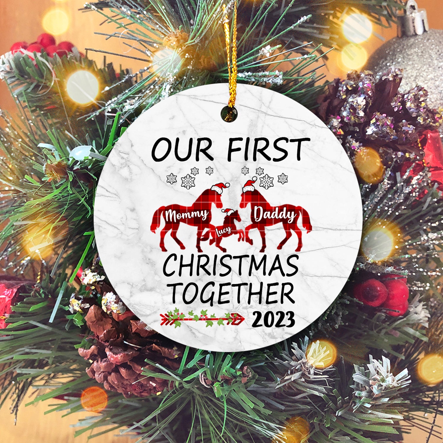 Our First Christmas Together Version Horse Personalized Christmas Premium Ceramic Ornaments