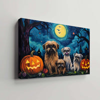 Thumbnail for Brussels Griffons Dog 02 Halloween With Pumpkin Oil Painting Van Goh Style, Wooden Canvas Prints Wall Art Painting , Canvas 3d Art