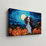 Irish Setters Dog 01 Halloween With Pumpkin Oil Painting Van Goh Style, Wooden Canvas Prints Wall Art Painting , Canvas 3d Art