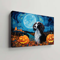 Thumbnail for Irish Setters Dog 02 Halloween With Pumpkin Oil Painting Van Goh Style, Wooden Canvas Prints Wall Art Painting , Canvas 3d Art