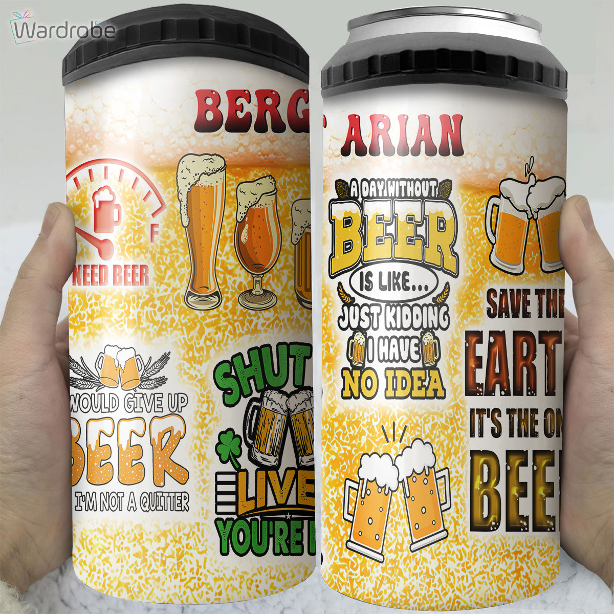 Berget Arian A Day Without Beer Funny Beer Tumbler 4 in 1 Can Cooler 16Oz Tumbler Cup Bottle Cooler