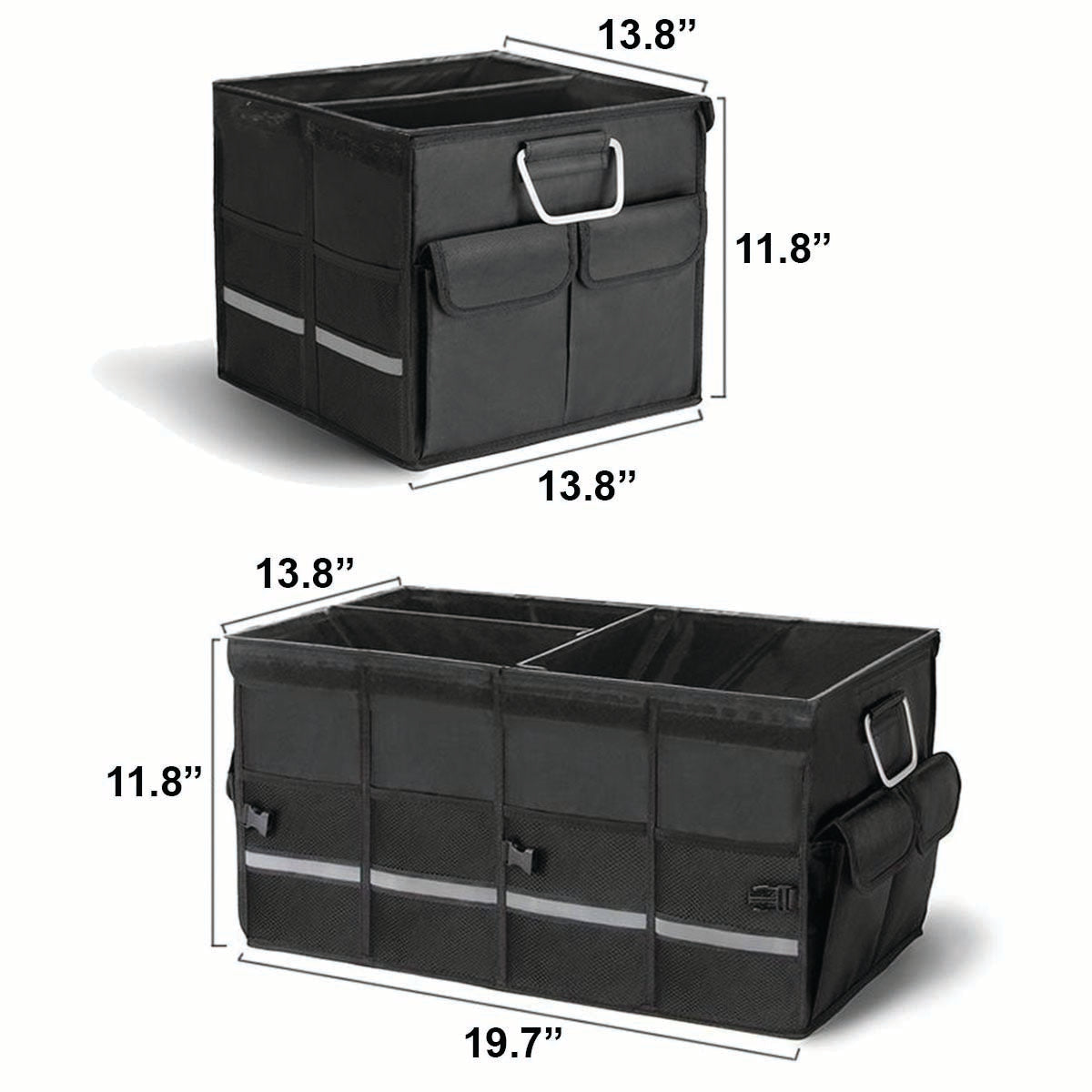 Big Trunk Organizer, Cargo Organizer SUV Trunk Storage Waterproof Collapsible Durable Multi Compartments HY12994