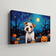 Russell Terriers Dog Halloween With Pumpkin Oil Painting Van Goh Style, Wooden Canvas Prints Wall Art Painting , Canvas 3d Art