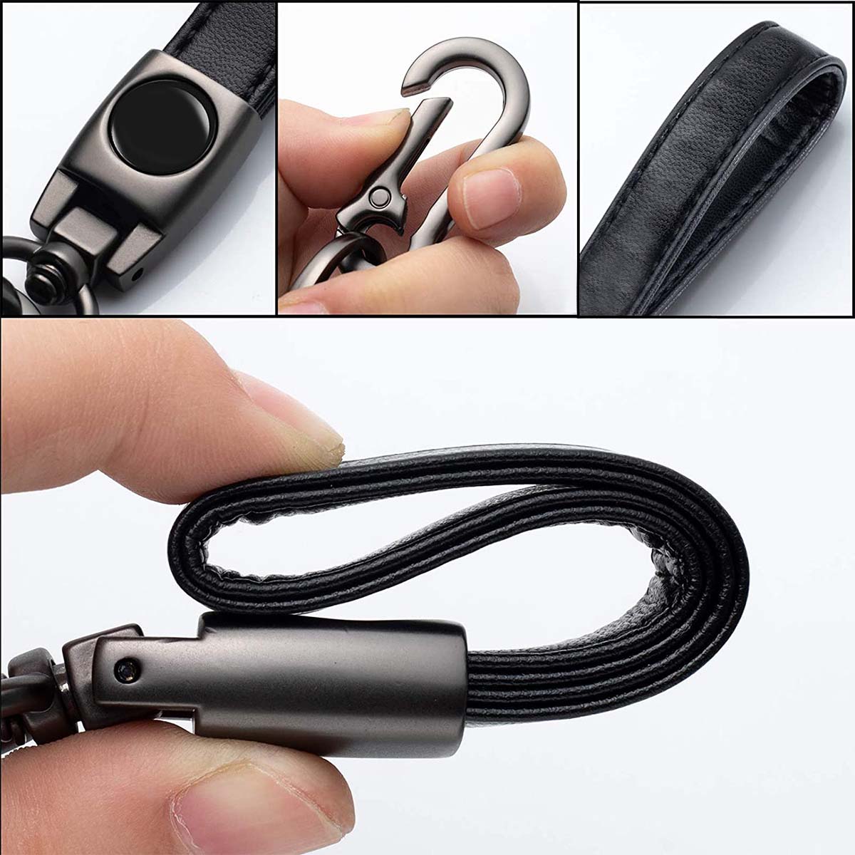 Leather Car Keychain, Custom Fit For Your Cars, Key Chain Keyring Family Present for Man and Woman, Car Accessories KX15986