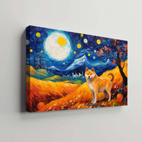 Thumbnail for Shiba Inu Dog Halloween With Pumpkin Oil Painting Van Goh Style, Wooden Canvas Prints Wall Art Painting , Canvas 3d Art