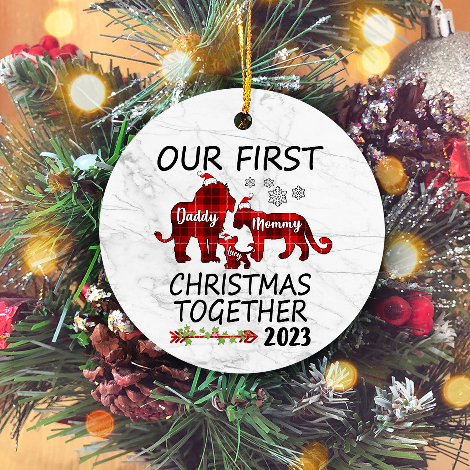 Our First Christmas Together Version Lion Personalized Christmas Premium Ceramic Ornaments
