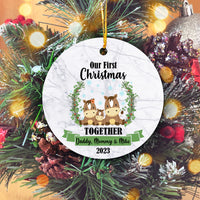 Thumbnail for Our First Christmas Together With Family Cute Animals Version Horse Personalized Christmas Premium Ceramic Ornaments