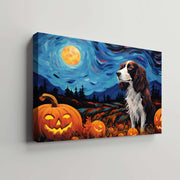 Irish Setters Dog 02 Halloween With Pumpkin Oil Painting Van Goh Style, Wooden Canvas Prints Wall Art Painting , Canvas 3d Art