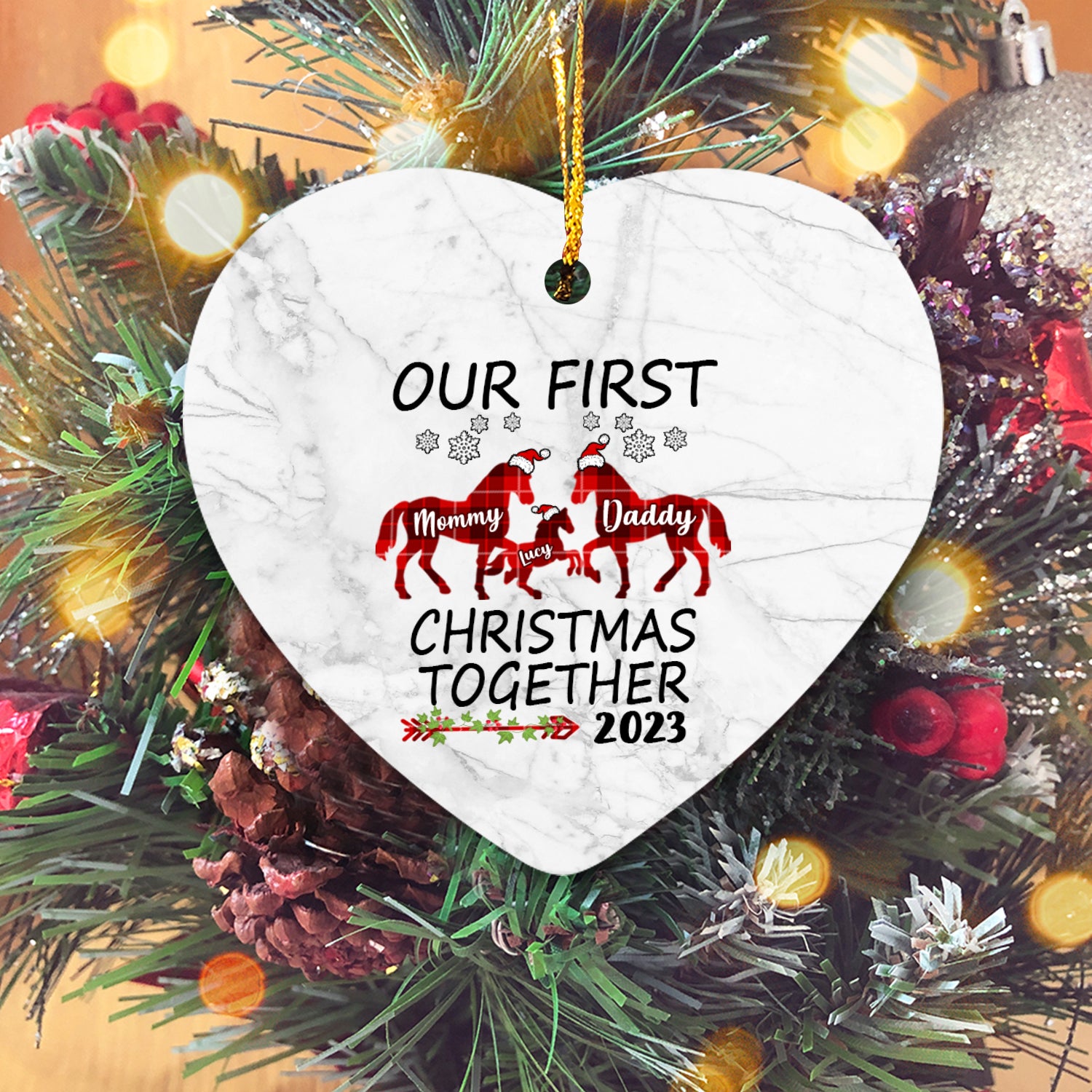Our First Christmas Together Version Horse Personalized Christmas Premium Ceramic Ornaments