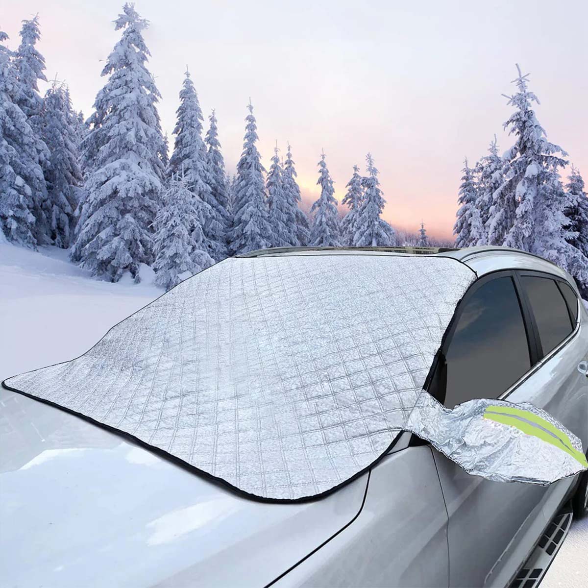 Windshield Cover for Ice and Snow, Custom fit for Car, Magnetic Windshield Cover, Water, Heat & Sag-Proof Car Windshield Snow Cover, Mirror Protector Windproof Sunshade Cover