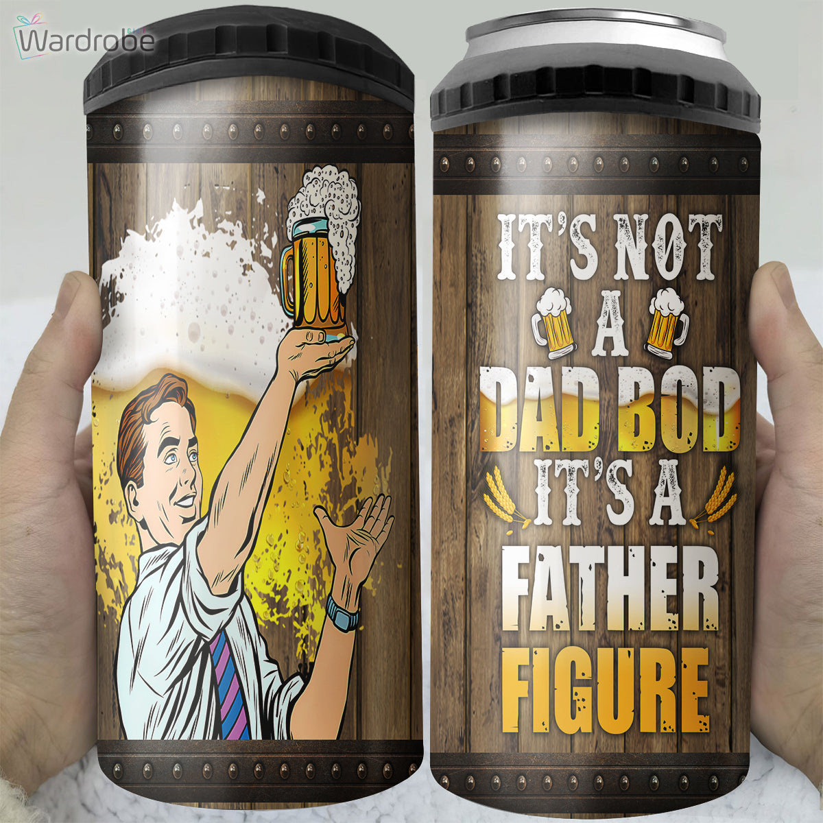 It's Not A Dad Bod, Father Figure Tumbler 4 in 1 Can Cooler 16Oz Tumbler Cup Bottle Cooler