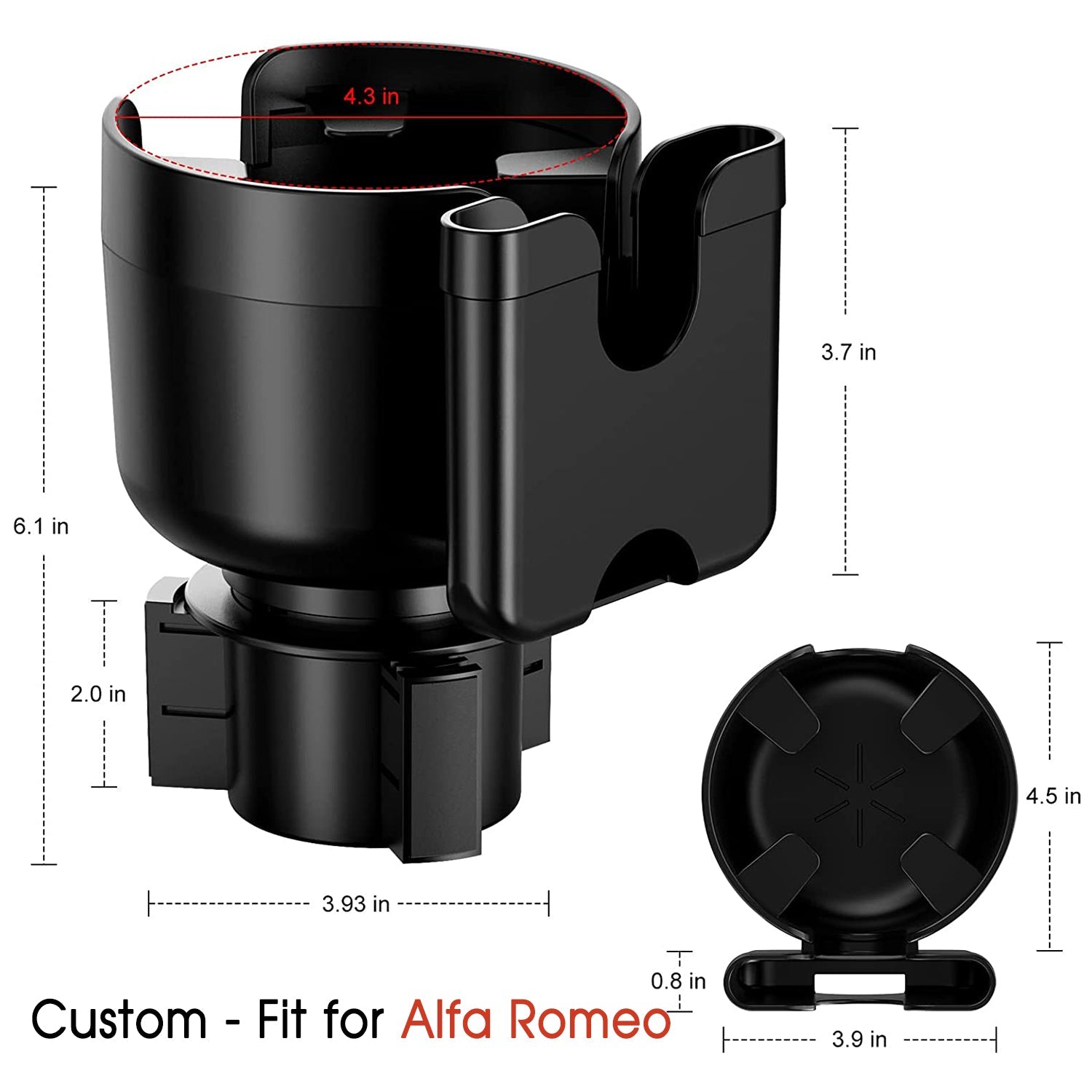 Car Cup Holder 2-in-1, Custom-Fit For Car, Car Cup Holder Expander Adapter with Adjustable Base, Car Cup Holder Expander Organizer with Phone Holder WAAR233