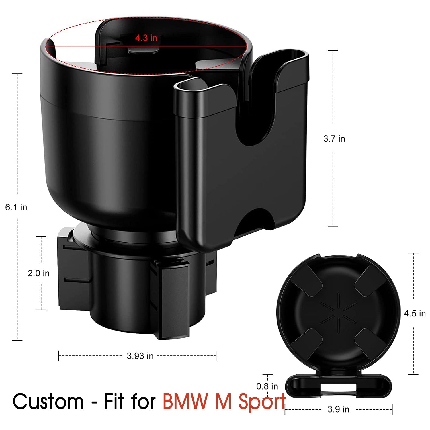 Car Cup Holder 2-in-1, Custom-Fit For Car, Car Cup Holder Expander Adapter with Adjustable Base, Car Cup Holder Expander Organizer with Phone Holder WAKO233