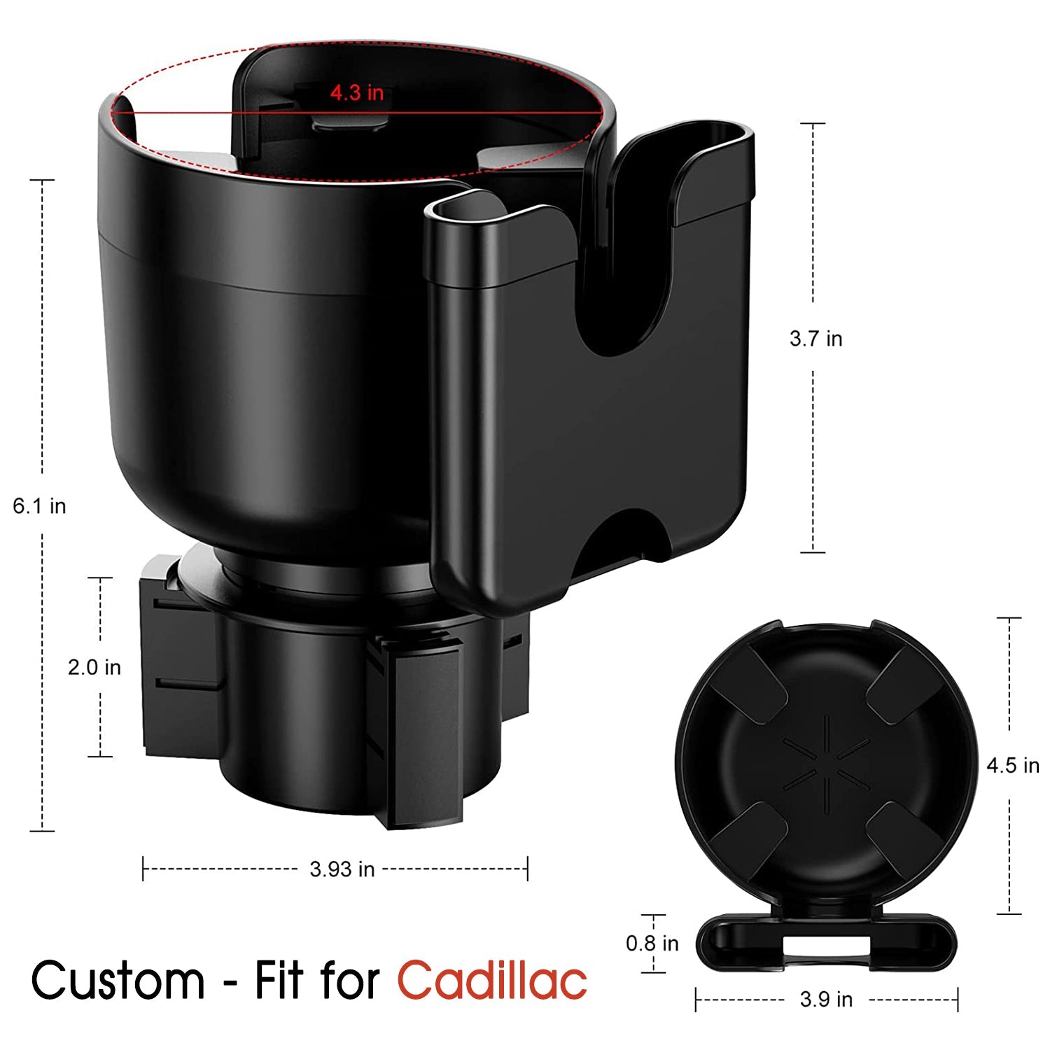 Car Cup Holder 2-in-1, Custom-Fit For Car, Car Cup Holder Expander Adapter with Adjustable Base, Car Cup Holder Expander Organizer with Phone Holder WACA233
