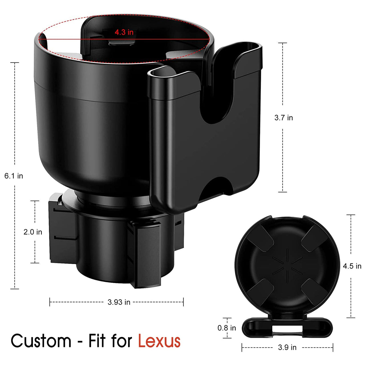 Car Cup Holder 2-in-1, Custom-Fit For Car, Car Cup Holder Expander Adapter with Adjustable Base, Car Cup Holder Expander Organizer with Phone Holder WAFJ233