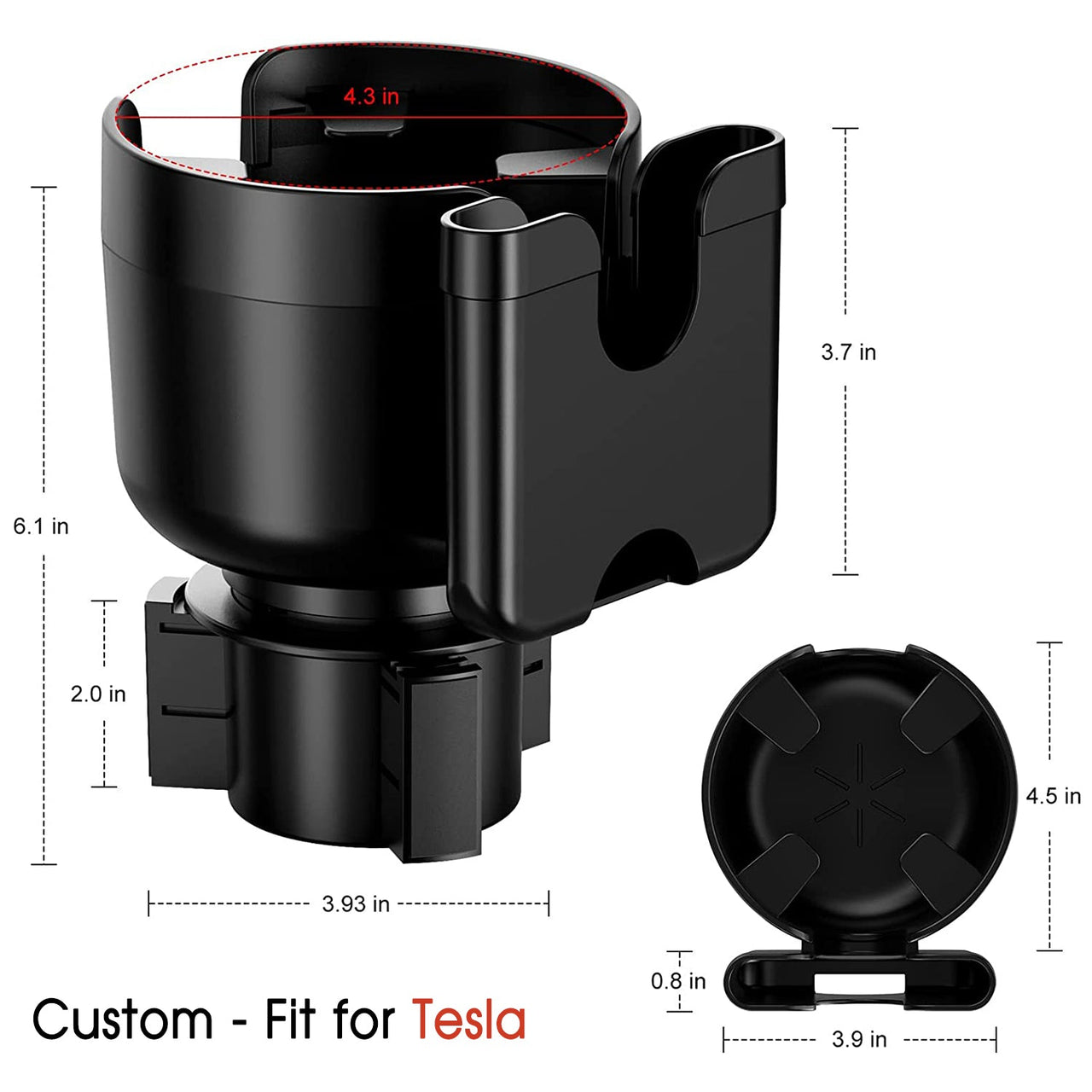 Car Cup Holder 2-in-1, Custom-Fit For Car, Car Cup Holder Expander Adapter with Adjustable Base, Car Cup Holder Expander Organizer with Phone Holder WATY233