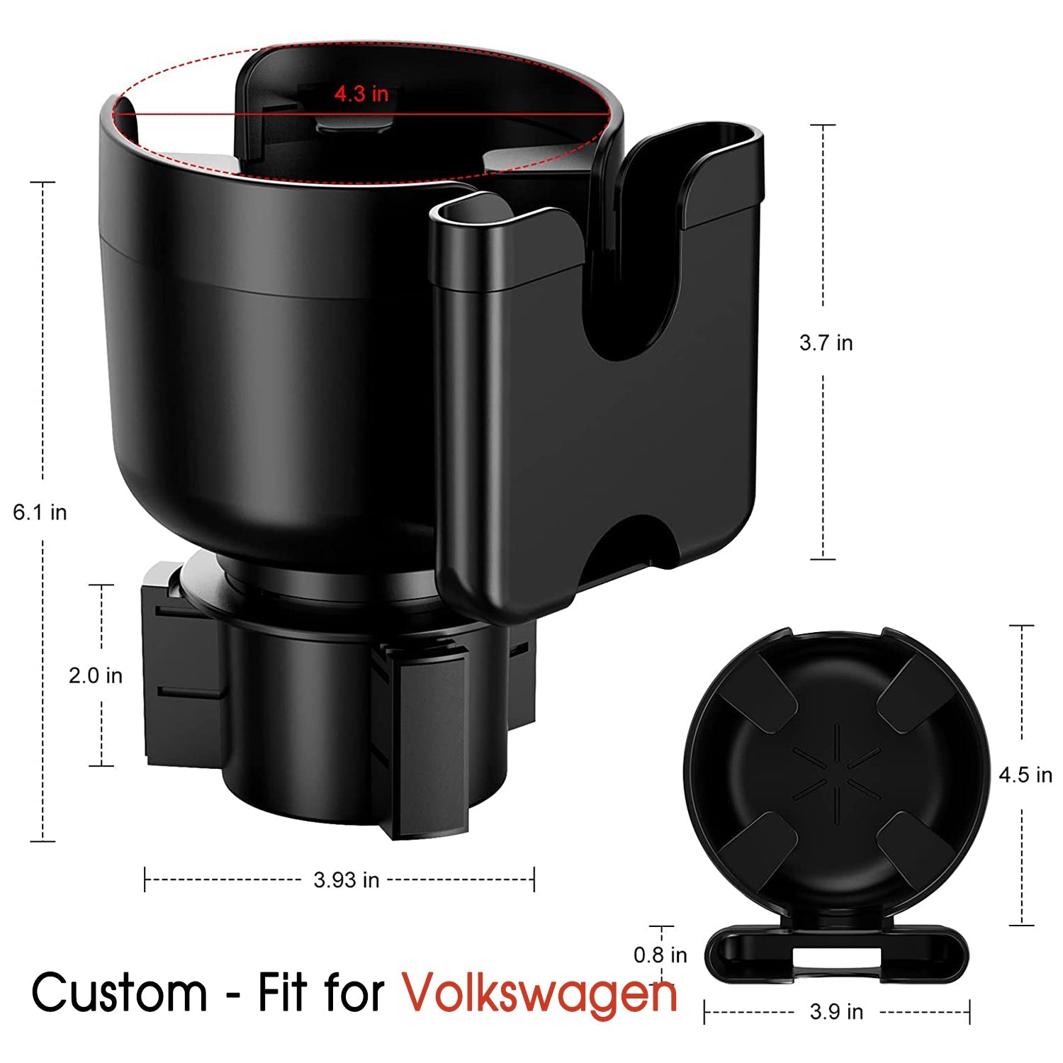 Car Cup Holder 2-in-1, Custom-Fit For Car, Car Cup Holder Expander Adapter with Adjustable Base, Car Cup Holder Expander Organizer with Phone Holder WAMY233