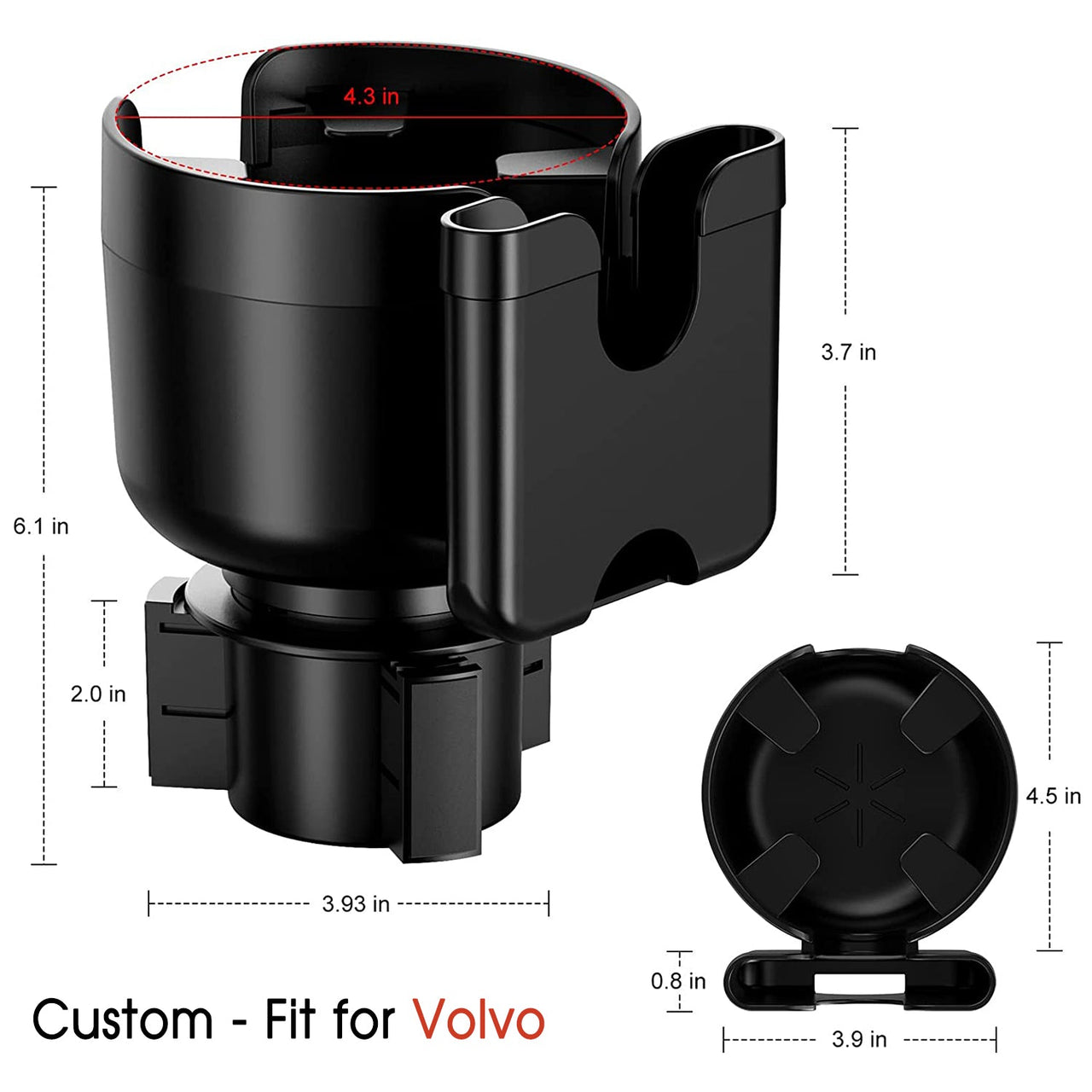Car Cup Holder 2-in-1, Custom-Fit For Car , Car Cup Holder Expander Adapter with Adjustable Base, Car Cup Holder Expander Organizer with Phone Holder WAOV233