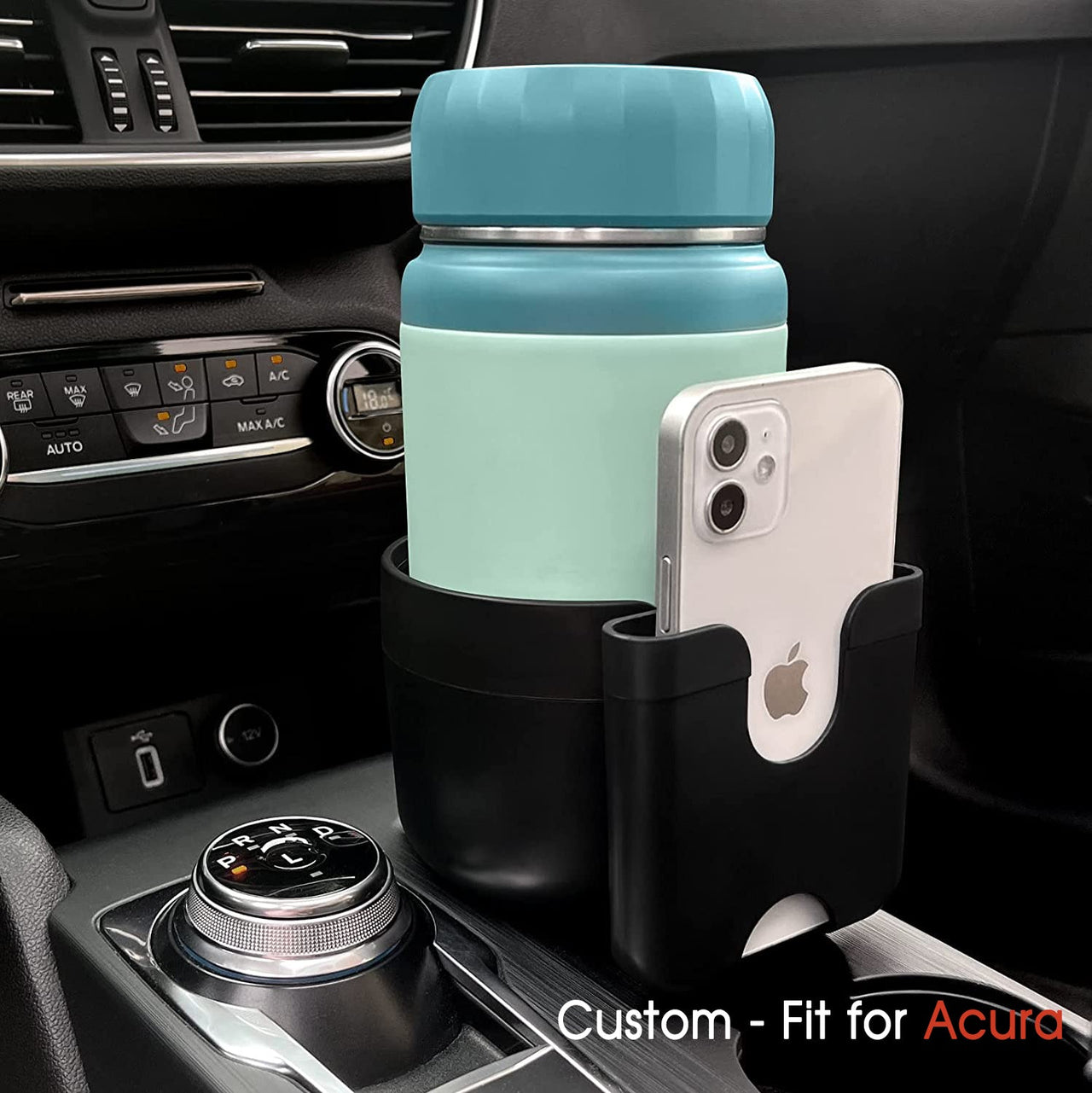 Car Cup Holder 2-in-1, Custom-Fit For Car, Car Cup Holder Expander Adapter with Adjustable Base, Car Cup Holder Expander Organizer with Phone Holder WAAC233