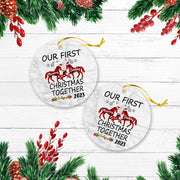 Our First Christmas Together Version Horse Personalized Christmas Premium Ceramic Ornaments