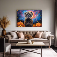 Thumbnail for Cane Corso Dog 04 Halloween With Pumpkin Oil Painting Van Goh Style, Wooden Canvas Prints Wall Art Painting , Canvas 3d Art