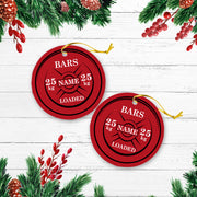 Weightliffting Bars Loaded Personalized Custom Name Christmas Premium Ceramic Ornaments Sets