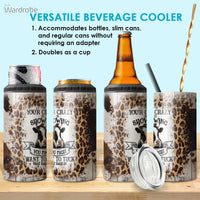 Thumbnail for Your Crazy Is Showing You Might Want To Tuck That Back In Funny Cow 4 in 1 Can Cooler 16Oz Tumbler Cup Bottle Cooler