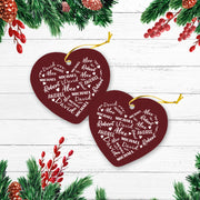Touch Heart Red Version 02 Christmas Personalized Custom Name Christmas Premium Ceramic Ornaments Sets