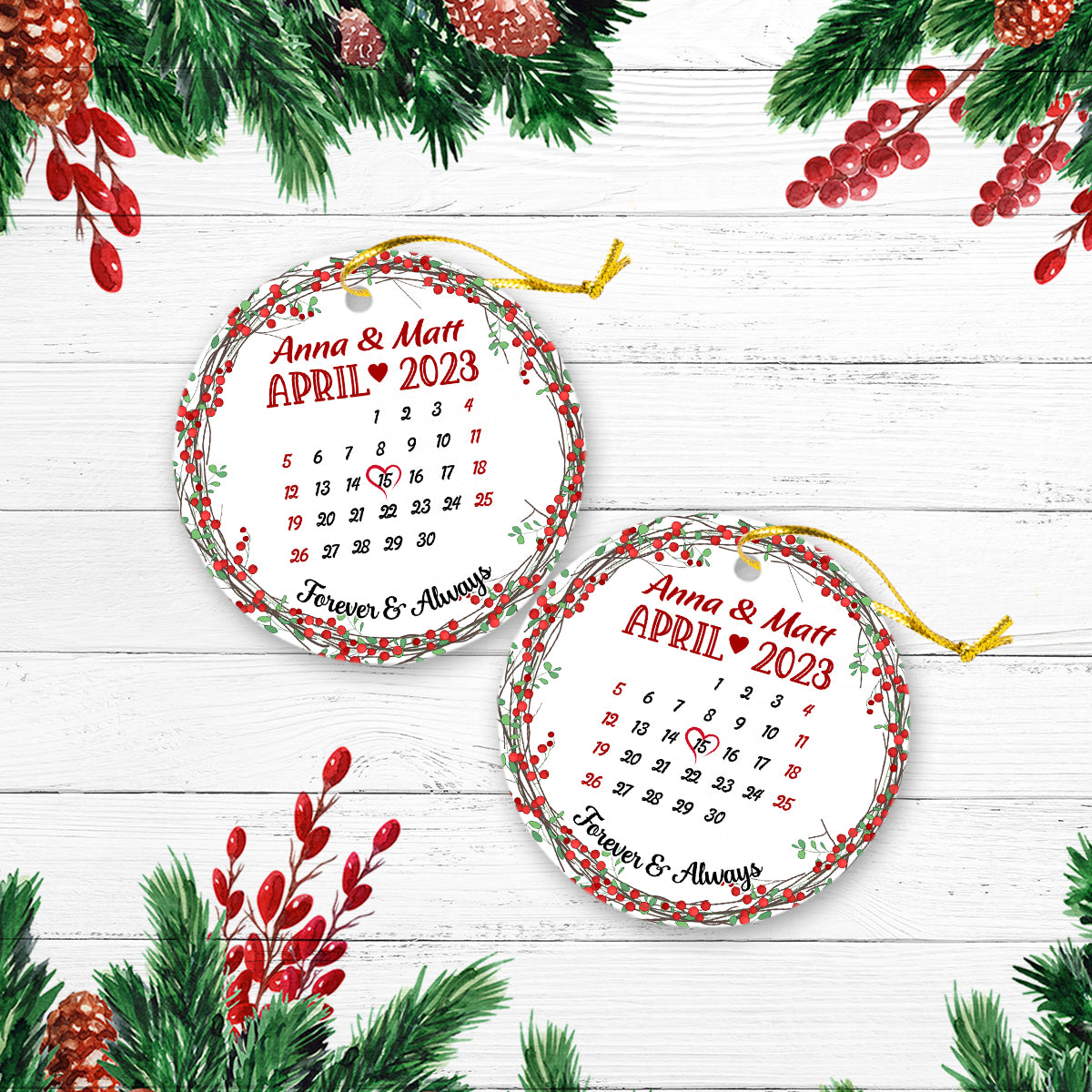 Wedding Gift for Couple Wedding Personalized Custom Name Christmas Premium Ceramic Ornaments Sets