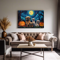 Thumbnail for Brussels Griffons Dog 02 Halloween With Pumpkin Oil Painting Van Goh Style, Wooden Canvas Prints Wall Art Painting , Canvas 3d Art