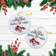 Our First Christmas As A Family Of Tree Version Lion Personalized Christmas Premium Ceramic Ornaments