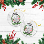 Our First Christmas Together With Family Cute Animals Version Elephant Personalized Christmas Premium Ceramic Ornaments