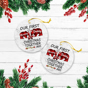 Our First Christmas Together Version Bear Personalized Christmas Premium Ceramic Ornaments