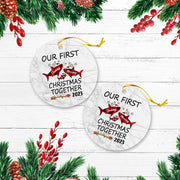 Our First Christmas Together Version Shark Personalized Christmas Premium Ceramic Ornaments