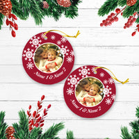 Thumbnail for Snowflake Frame Christmas Personalized Custom Photo Christmas Premium Ceramic Ornaments Gift For Family