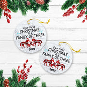 Our First Christmas As A Family Of Tree Version Horse Personalized Christmas Premium Ceramic Ornaments