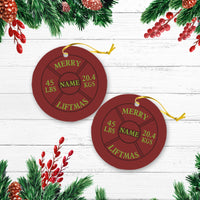 Thumbnail for Weightlifting Merry Liftmas Christmas Personalized Custom Name Christmas Premium Ceramic Ornaments Sets