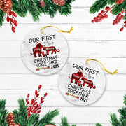 Our First Christmas Together Version Lion Personalized Christmas Premium Ceramic Ornaments