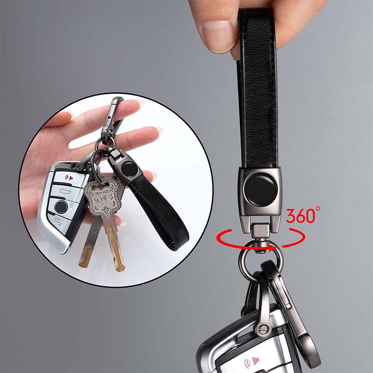 Leather Car Keychain, Custom Fit For Your Cars, Key Chain Keyring Family Present for Man and Woman, Car Accessories JE15986