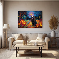 Thumbnail for Gordon Setters Dog 02 Halloween With Pumpkin Oil Painting Van Goh Style, Wooden Canvas Prints Wall Art Painting , Canvas 3d Art