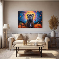 Thumbnail for Cane Corso Dog 03 Halloween With Pumpkin Oil Painting Van Goh Style, Wooden Canvas Prints Wall Art Painting , Canvas 3d Art