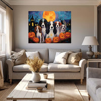 Thumbnail for English Springer Spaniels Dog 01 Halloween With Pumpkin Oil Painting Van Goh Style, Wooden Canvas Prints Wall Art Painting , Canvas 3d Art