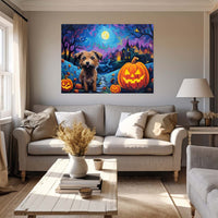 Thumbnail for Chinese Cresteds Dog Halloween With Pumpkin Oil Painting Van Goh Style, Wooden Canvas Prints Wall Art Painting , Canvas 3d Art